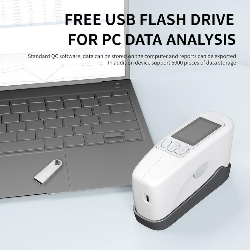 EberSpec Labs Gloss Meter 60º Angle High Precision Glossmeter 0-200GU Range Free U Disk For PC Data Analysis Type-C Charge - Image 4